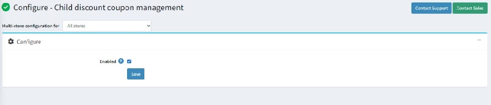child discount coupon management plugin configure page
